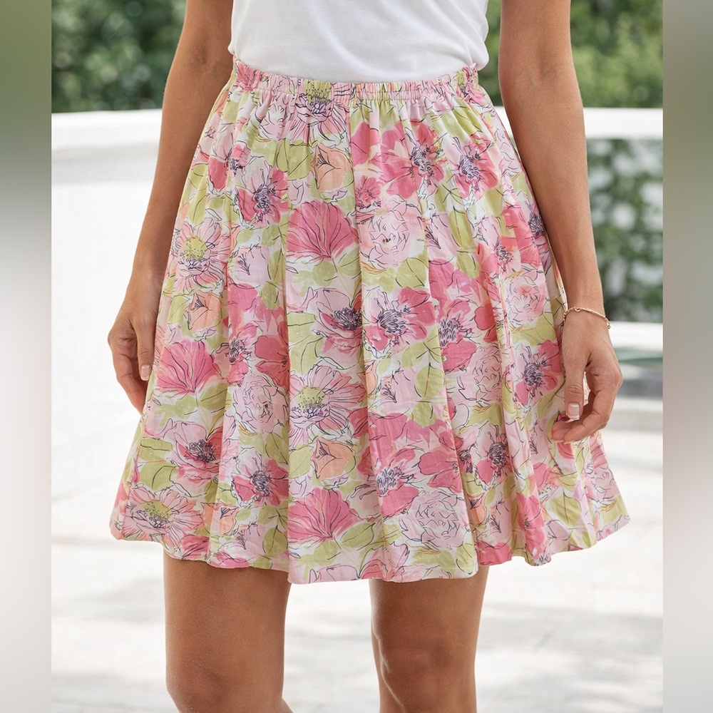 Napa Valley Summer Skirt floral pink green size 16P - Picture 1 of 5